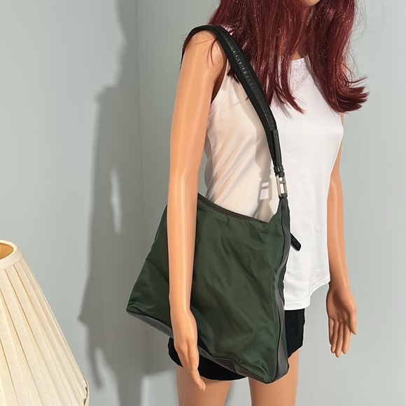 Prada Handbags - Prada Green Nylon Tote Bag
